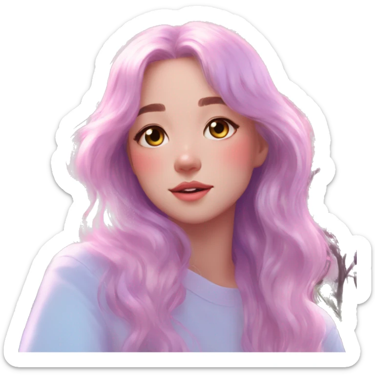 Dreamy pretty shiny colorful girl in nature pastelcore kawaii aesthetic sticker