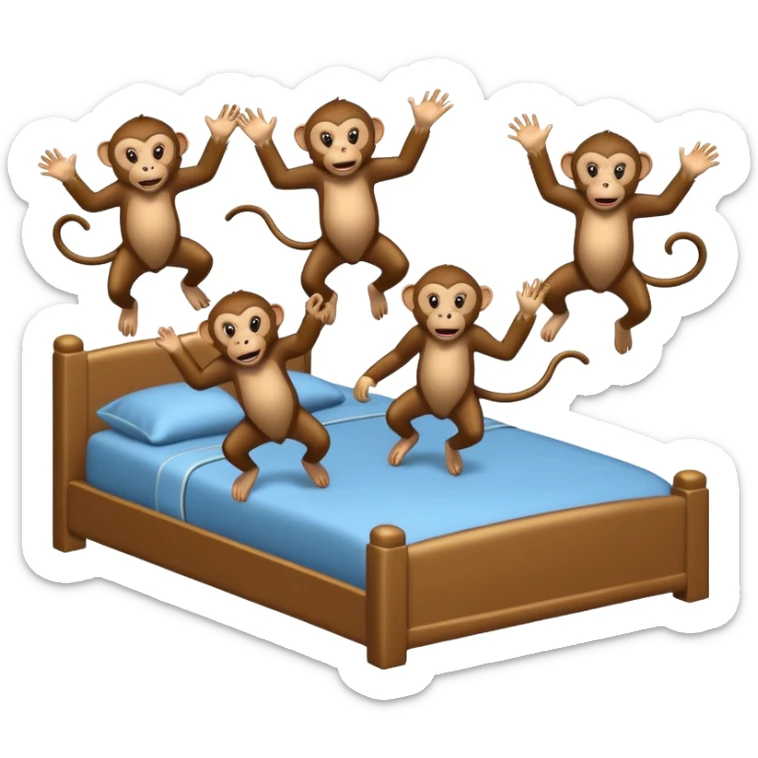 Cinco monitos salta en la cama uno se cayó se golpeó la cabeza sticker