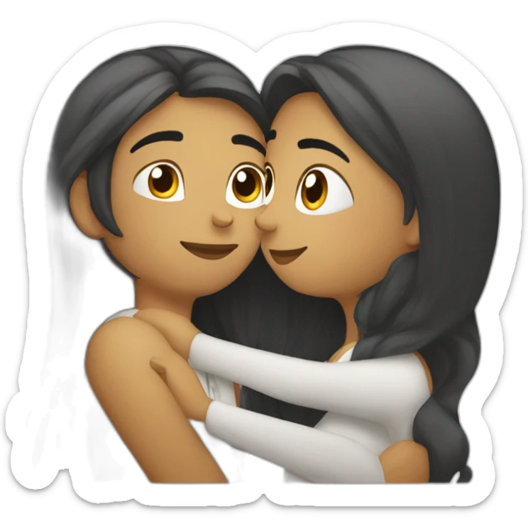 An arabic guy named mxy kissing a girl named remas with hair to her shoulders sticker