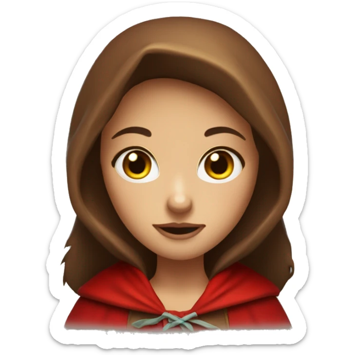 Red riding hood  wit red hood and big light green eyes long brown hair with hightlights sticker