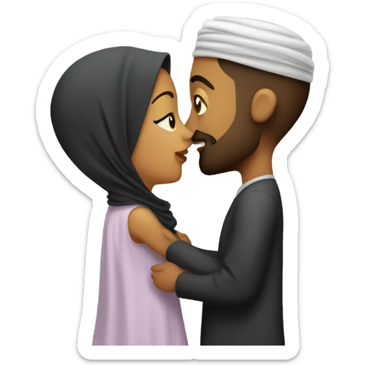 A muslim couple that the man is kissing the girl sticker