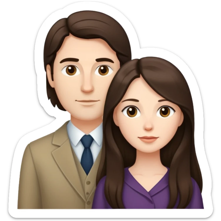 Short brunette wife with long hair next to tall husband sticker