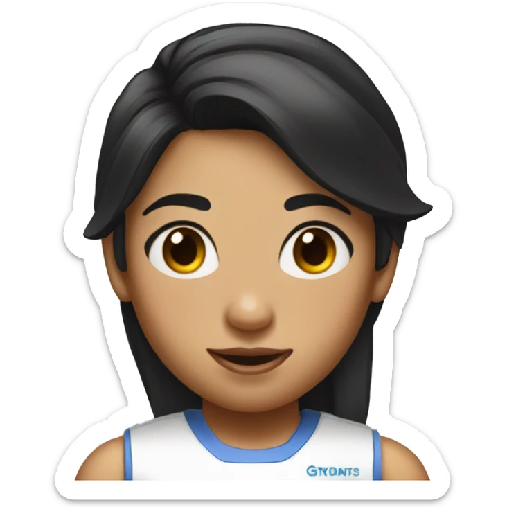 funny picture of a girl who has black hair and is wearing a gym uniform sticker