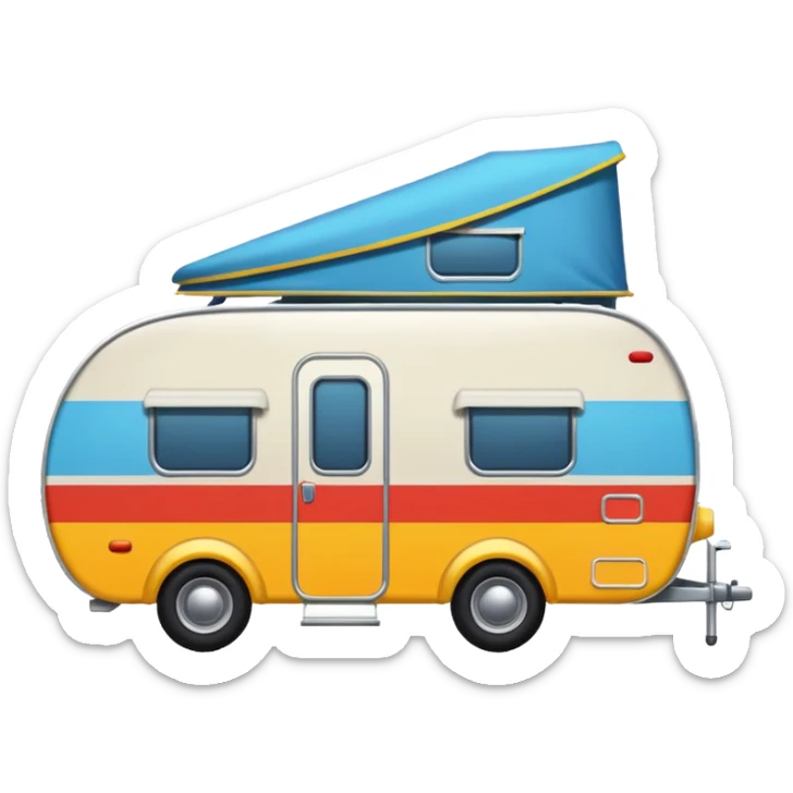 caravane vue de profil, style emoji Discord, couleurs vives, simple, sans texte sticker