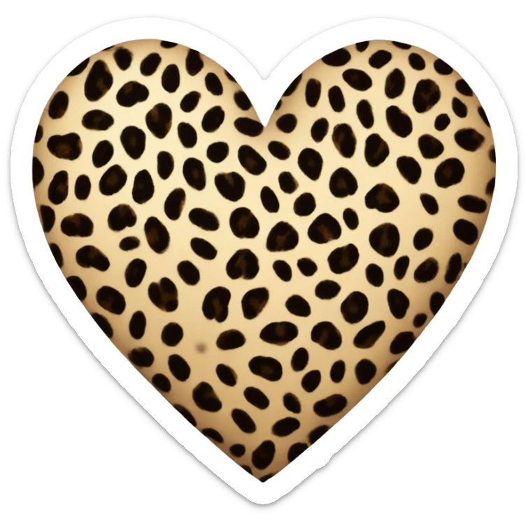 leopard print heart sticker