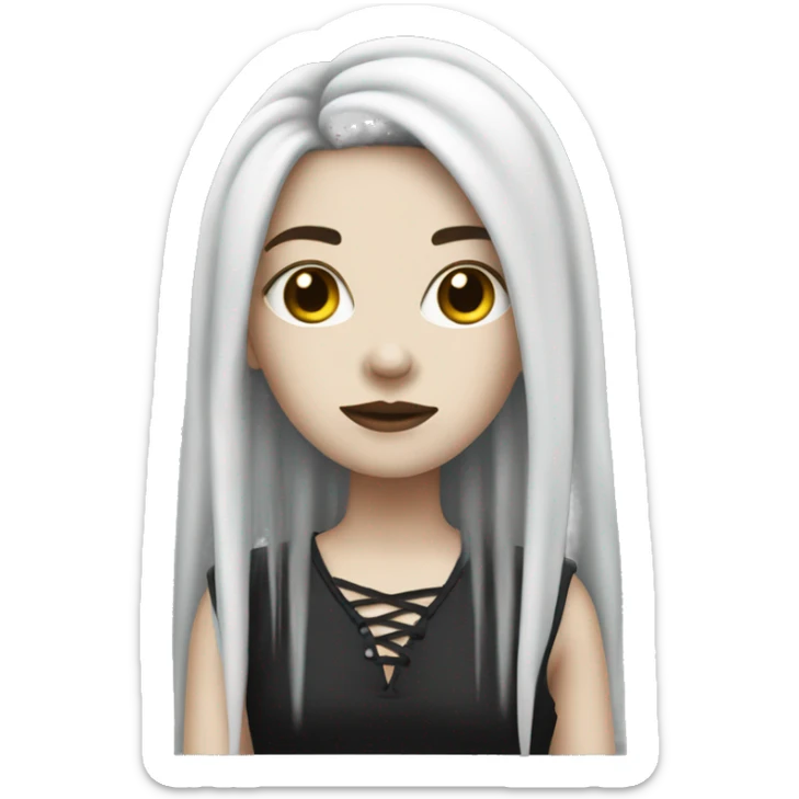 White skin gothic girl emoji with black dreadlocks   sticker