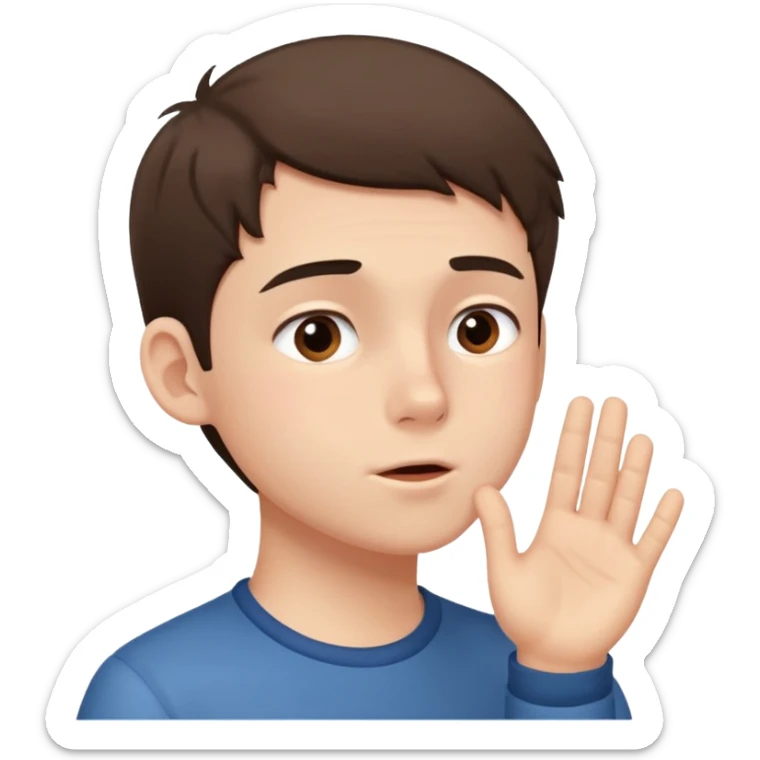 A boy showing right cheek to her mother asking for a gentle playful slap only boy no picture of mother included in emoji
Give side view of right cheek sticker