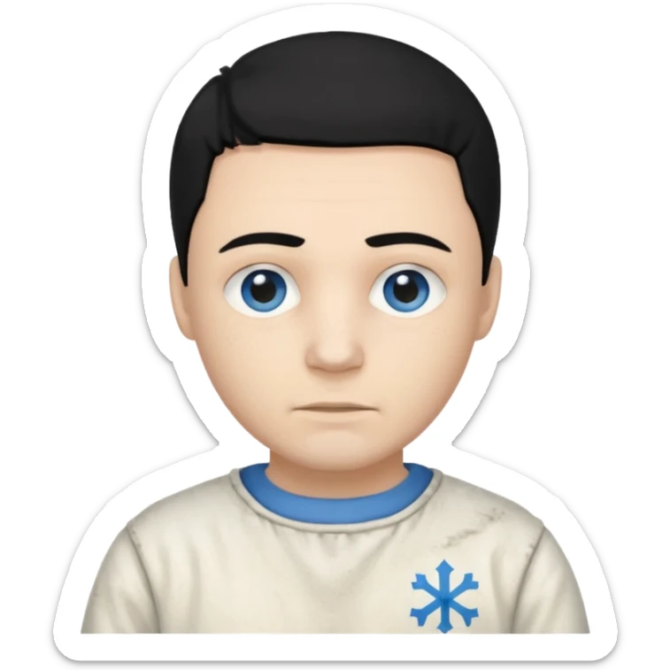 John Broom from Poison with light skin, blue eyes, black hair, ivory inmate outfit  sticker