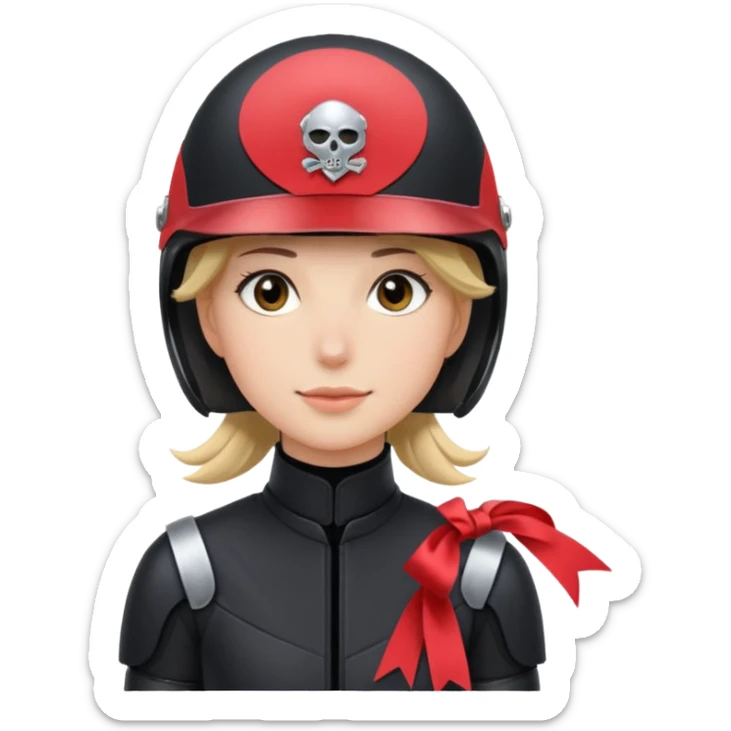 Rider helmet black matte at the back theres ribbon attached for female rider sticker