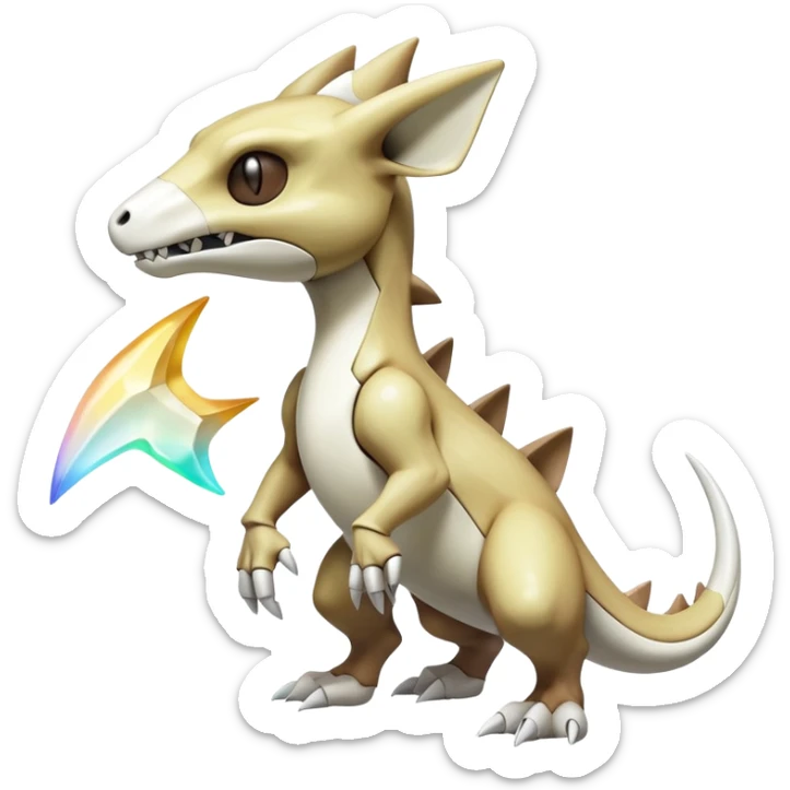 Shiny Excessive Detailed Mysterious Cubone-Marowak-Pokémon-Fakémon-hybrid-creature (full body) sticker