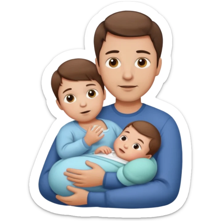 dad with short brown hair and fair skin with newborn baby  sticker