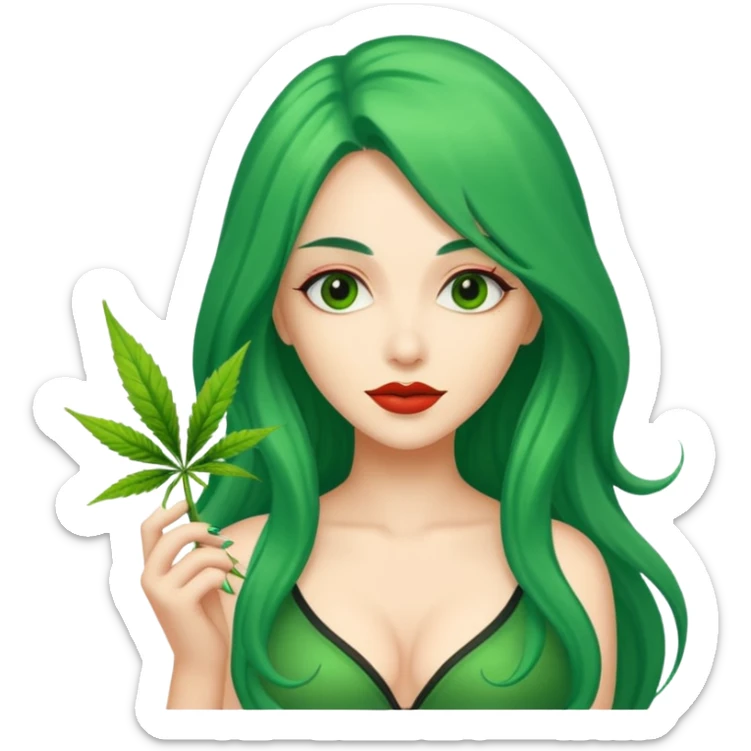 Woman with long green hair protector of weed sexy sticker