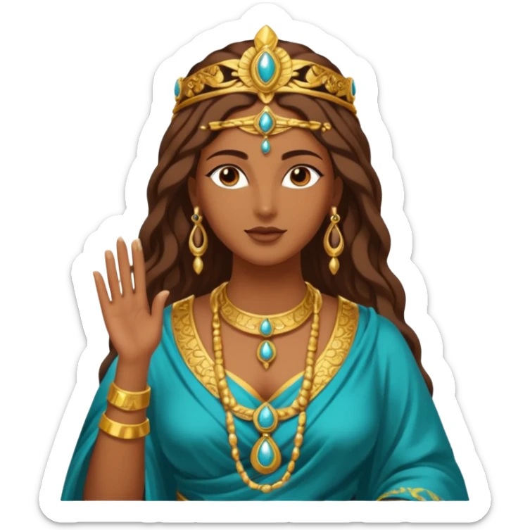 una diosa morena de la época púnica, de alto rango y de estatura media, una foto de cuerpo entero sticker
