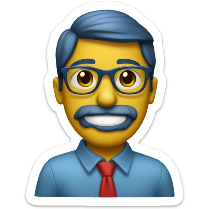 Yellow chat with dress blue and wearing flat shoes and wear red glasses  sticker