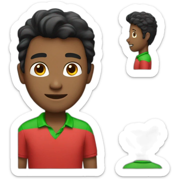Black hair man with red shirt and green collar polo shir sticker