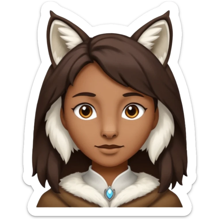 Homme Hybride au cheveux marron foncé avec des oreilles de lynx blanc sticker