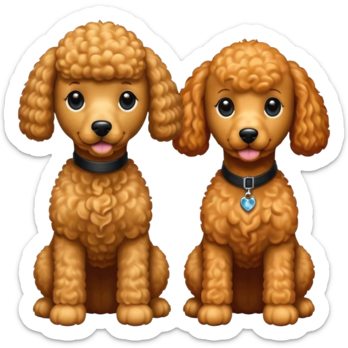 Poodles close to eachother but the other one is ginger color and other is black color sticker
