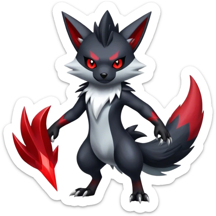Epic Shiny Cool Edgy Zangoose-Zorua-Zoroark-Pokemon-fakemon-hybrid-animal Full Body  sticker