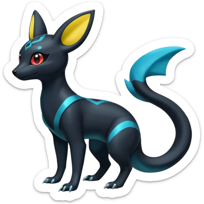 Shiny Umbreon-Amaura-Salandit-Fakémon-fusion (full body) sticker