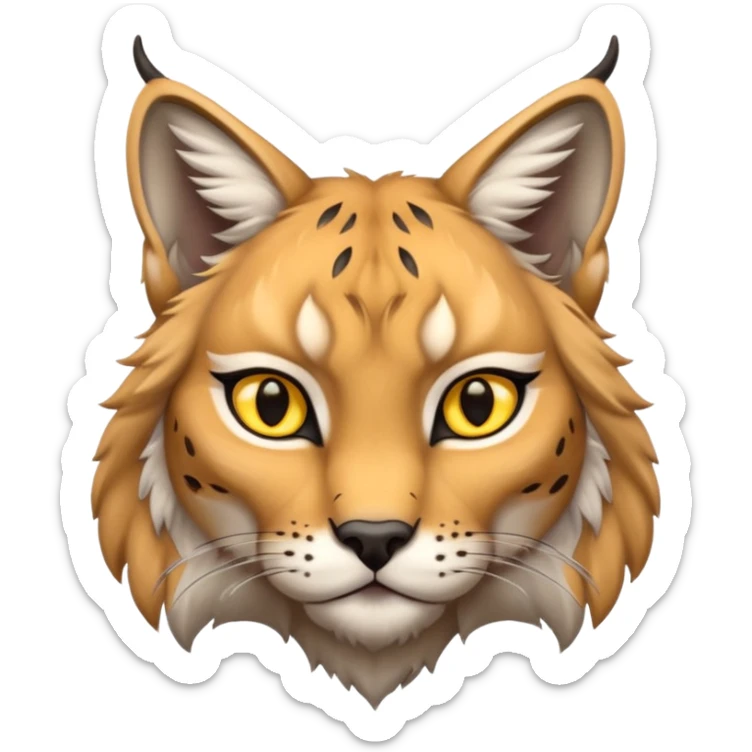 A high-resolution photo-realistic digital illustration of a majestic young lynx, chest upward  sticker