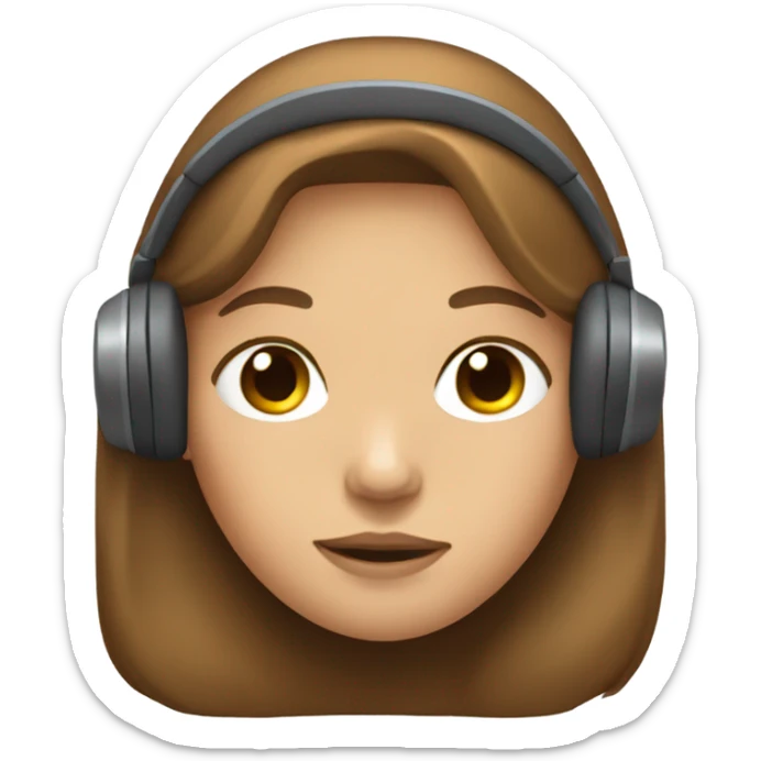 Girl Sleep emoji with long brown hair light skin and headphones sticker