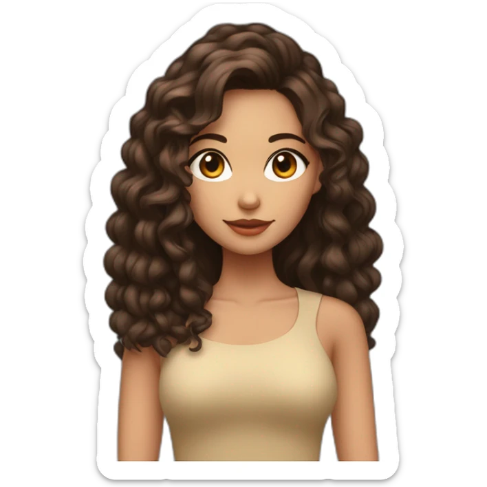 Una chica de piel morena ojos marrones com pelo largo y lasio y de color negro y labio grandes color mate sticker