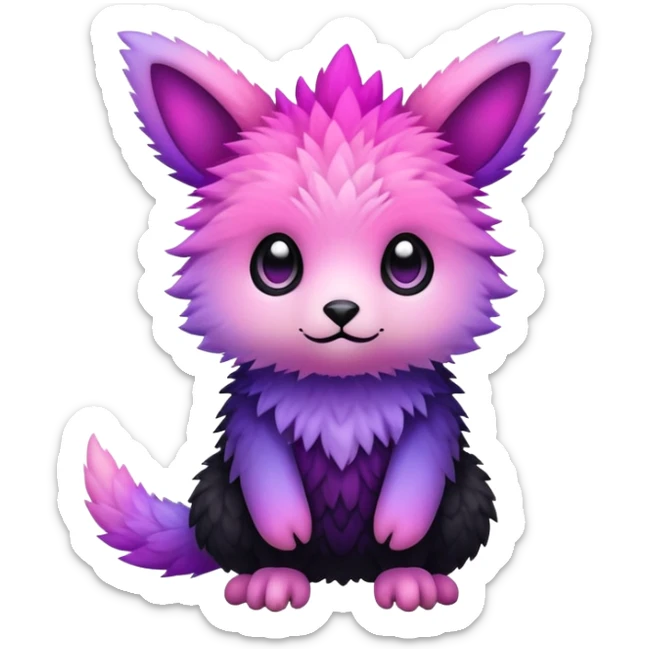 Cool Edgy kawaii Black-pink-purple-gradient Trico-animal-creature full body sticker