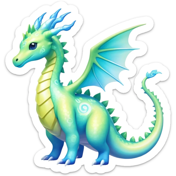Exotic Rare Shiny Epic Ethereal Meganium-Amaura-Aurorus-Dragonair-hybrid, full body sticker
