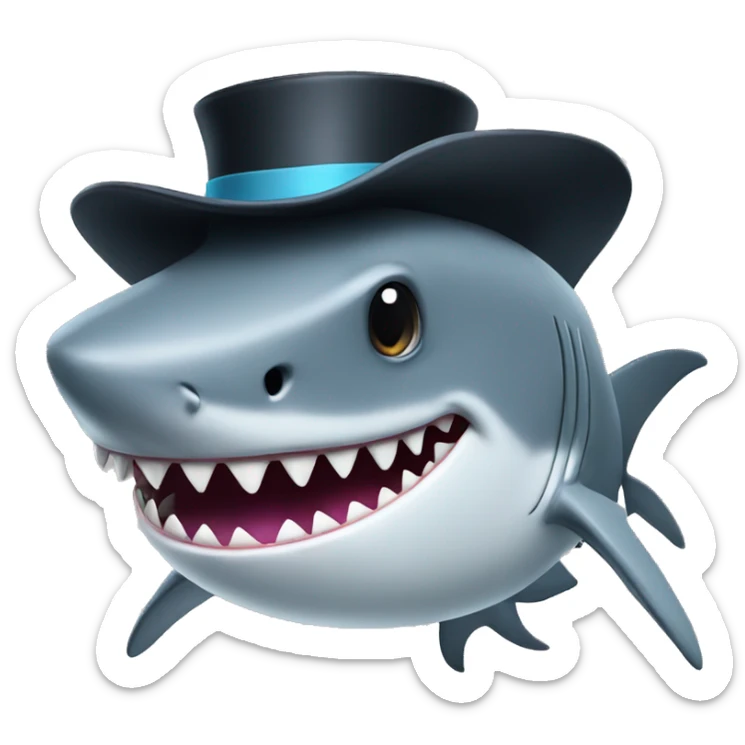 Shark with a top hat sticker