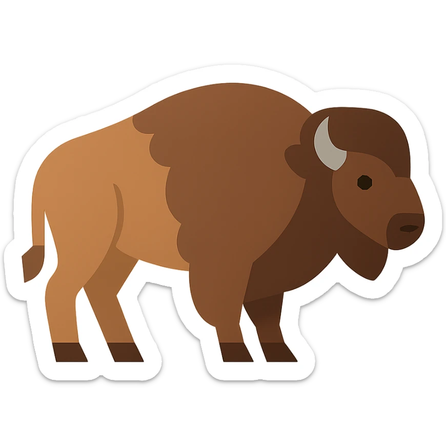 Flat design style bison sticker
