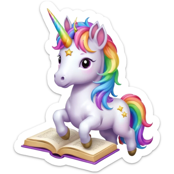 Unicorns read book
A full body of little majestic unicorn with rainbow mane holding an open book with magic sparks.












 sticker
