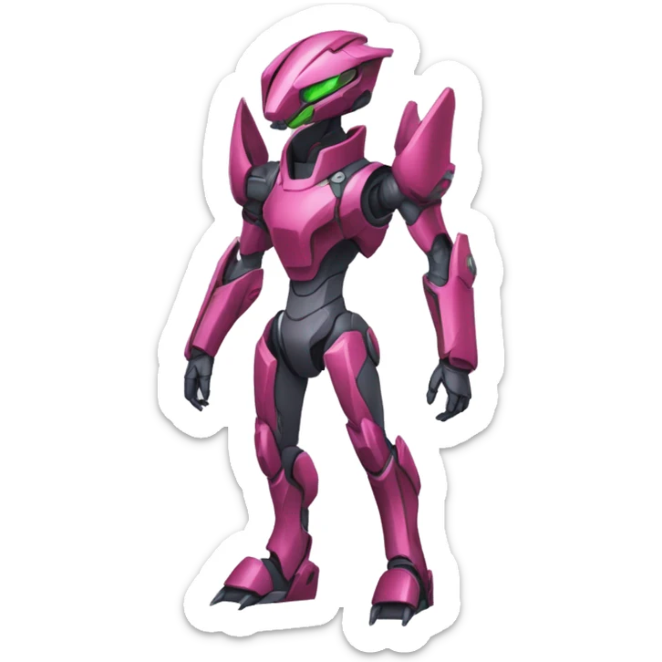 a Reptile-Genesect-Raptor-Fakémon-Medabot-Mecha with a futuristic visor-helmet and wearing a techwear-suit Full Body sticker