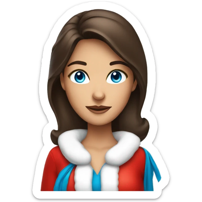 brunette woman in santa costume with blue eyes and tanned sticker