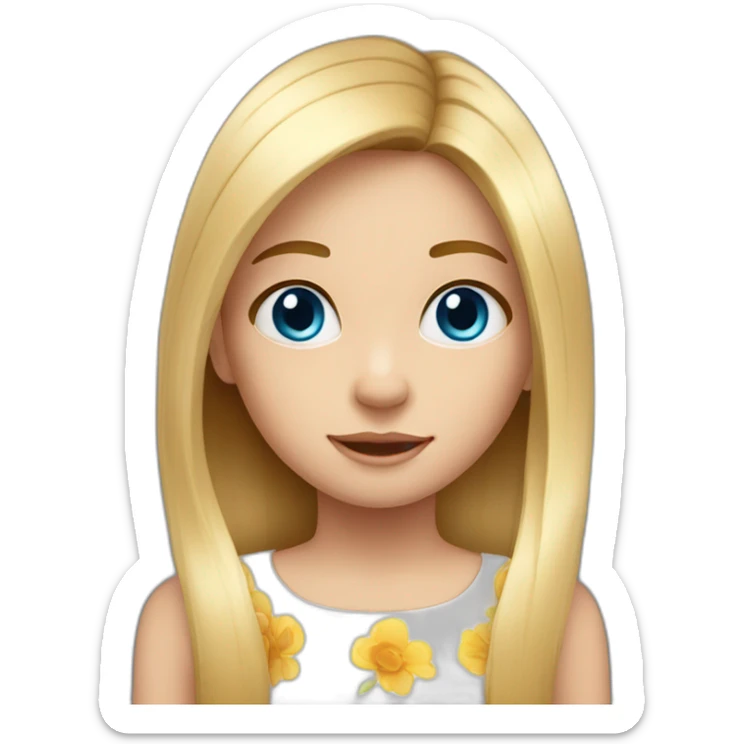 Little Girl, straight short long straight hair, blue eyes  sticker