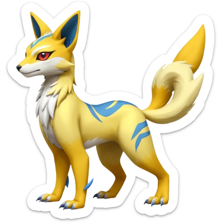 Latias-Vernid-Lombax-Renamon-Zeraora-Bastet-Fakémon-hybrid-fusion-creature, full body sticker