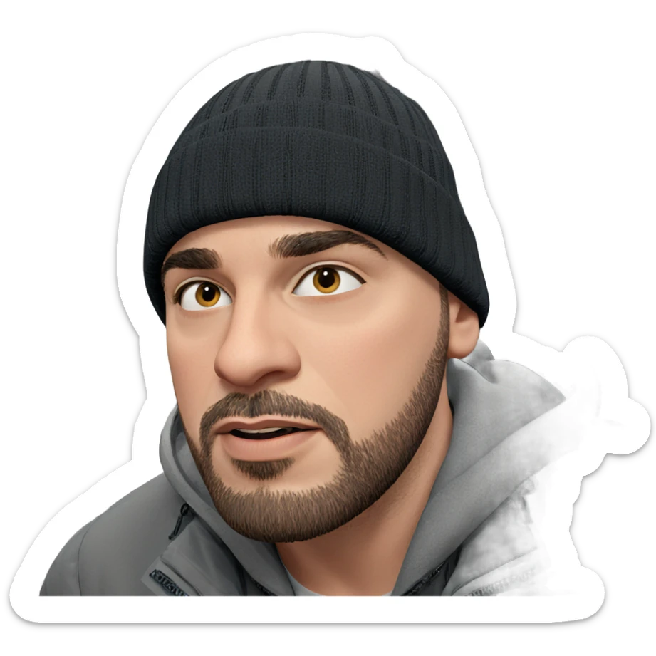 bearded boy in snow scene sticker