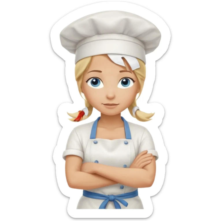 Sexy Full body  pretty
Long Blonde hair blue eyed female chef arms folded wearing tank top and denim shorts and chef hat arms folded sticker