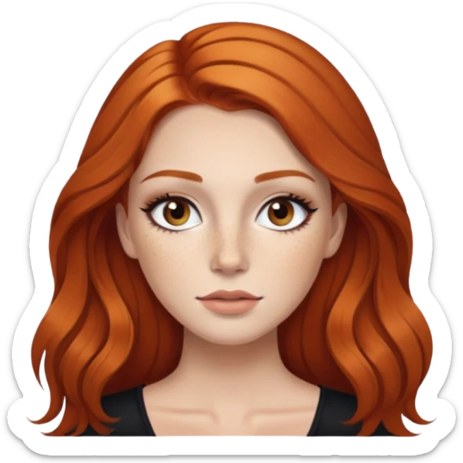 ginger hair, brown eyes, freckled, baddie,pretty, makeup, black eyeliner, long hair sticker