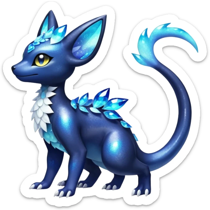 Shiny icy iridescent Nebulae Salandit-Meowstic-Umbreon-Fakémon-hybrid-creature (full body)  sticker