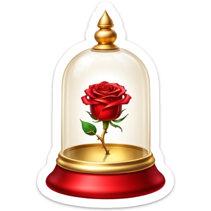 The glittering enchanted rose from “Beauty and the Beast” in its golden glass bell  sticker