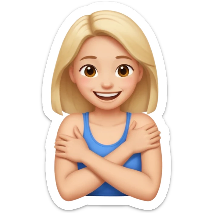 arms crossed holding around neck dies of laughter girl sticker