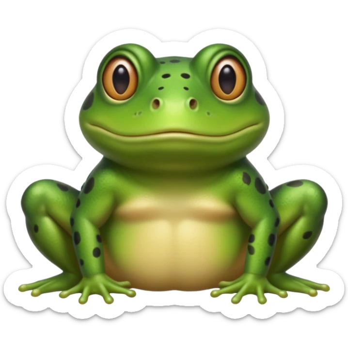 A bullfrog with my face on place of the bullfrog face to combine into a cartoon version of myself as a bullfrog  sticker