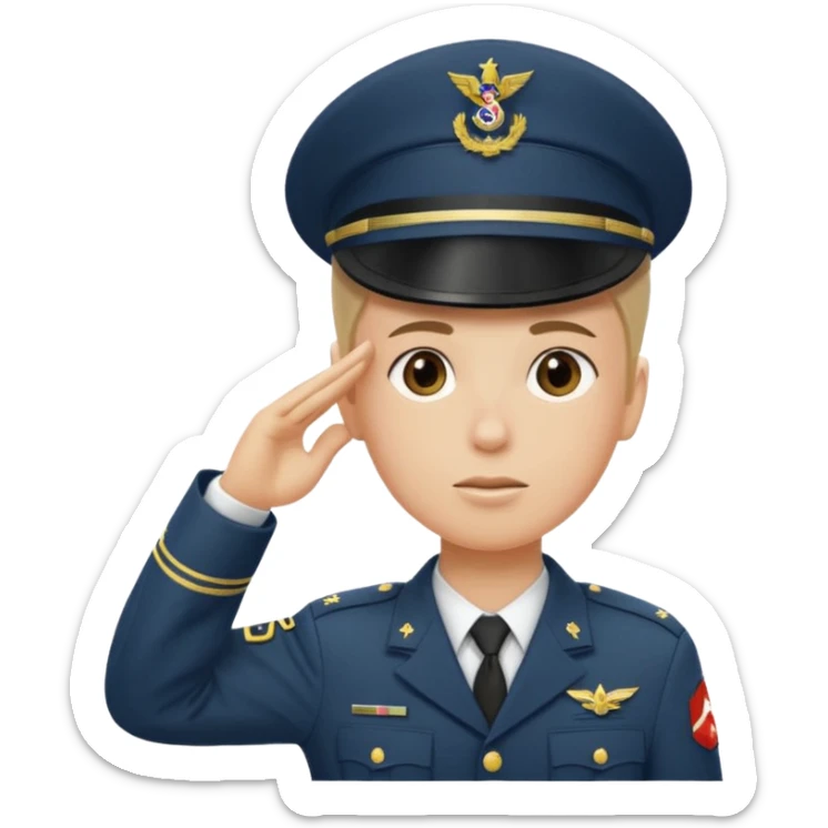 Soldat in uniform der salotiert und den Buchstaben S.A.S auf der Mütze und Uniform sticker