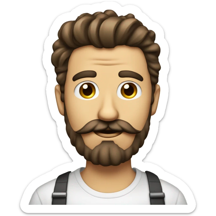 homme cheuveux bouclé yeux marron avec une barbe et une moustache les cheveux bouclé tombe devant son visage sticker