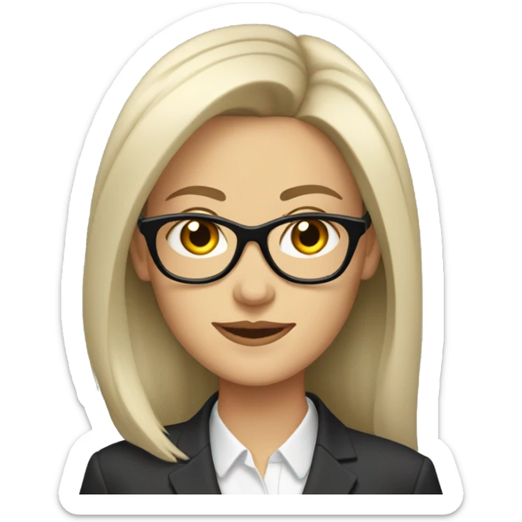 sophisticated white woman with glasses and long dark hair wearing a suit sticker