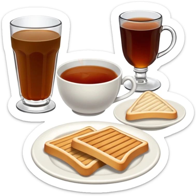 Tost ile çay emojisi çayı bir çay kesesi gibi hazırla hiç benzememiş burada bir de ben senden tost istedim kaşarlı sucuklu bir tost sticker
