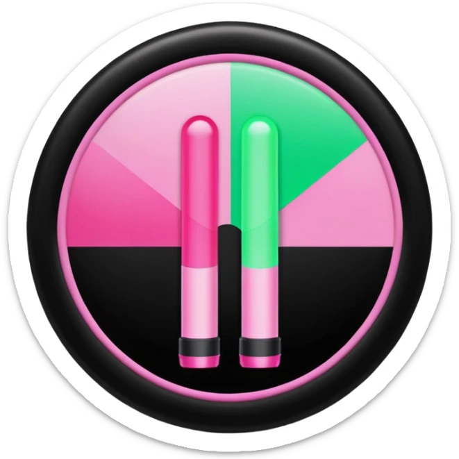BLACKPINKGREEN k-pop retro sticker, black and pink and white and green light stick, iconic sticker