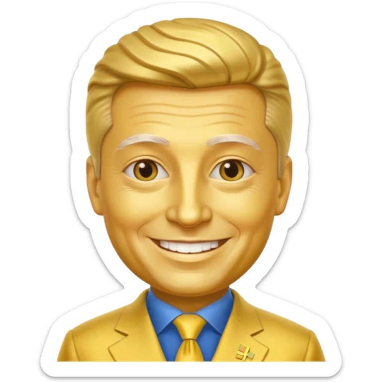 president of ukraine is gold, his skin made from gold sticker