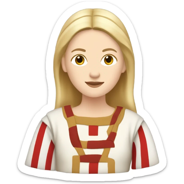 White woman with blond hair 11th century, with vertical red striped tunic sticker