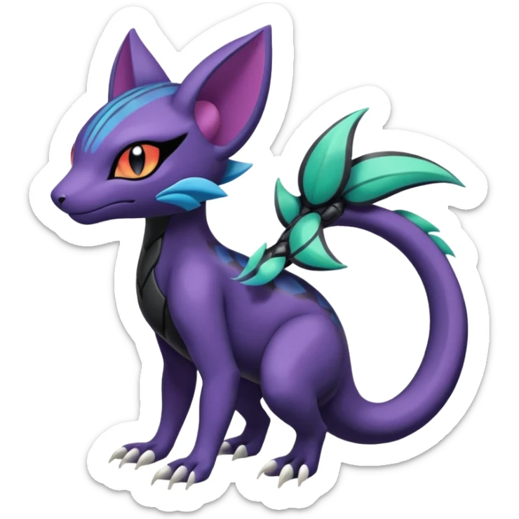 Meloetta-Purrloin-Salandit-Nargacuga-Pokémon-Fakémon-fusion-hybrid-creature sticker